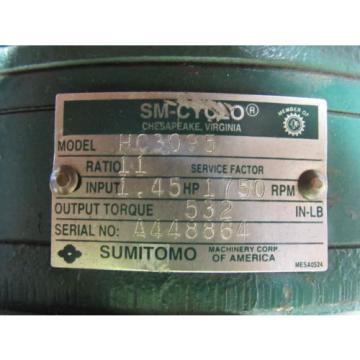 Sumitomo SM-Cyclo HC3095 Inline Gear Reducer 11:1 Ratio 145 Hp