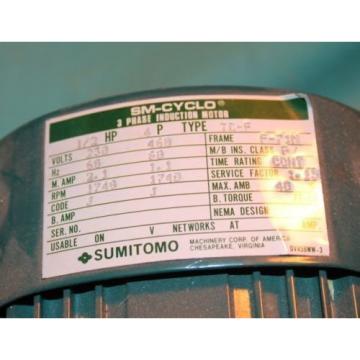 Sumitomo SM-Cyclo TC-F CNHMS-05-4105DAY-210 Gear 1/2hp 5hp 3p Electric Motor