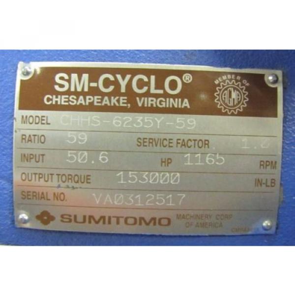 SUMITOMO CHHS-6235Y-59 SM-CYCLO 59:1 RATIO WORM GEAR SPEED REDUCER GEARBOX Origin #2 image