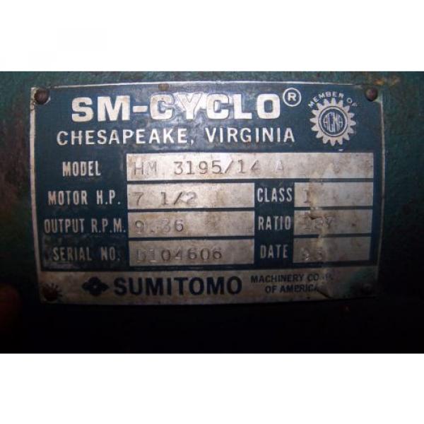 Origin SUMITOMO SM-CYCLO 187:1 RATIO SPEED REDUCER 936 RPM 7-1/2 HP HM3195/14A #6 image