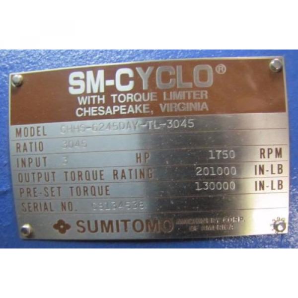 SUMITOMO CHHS-6245DAY-TL-3045 SM-CYCLO 3045:1 RATIO SPEED REDUCER GEARBOX Origin #2 image