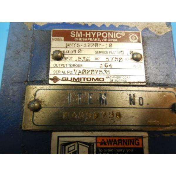 SUMITOMO RNY-1220Y-10 HYPONIC BLUE REDUCER RATIO: 10 RPM: 1750 TORQUE: 164 #5 image