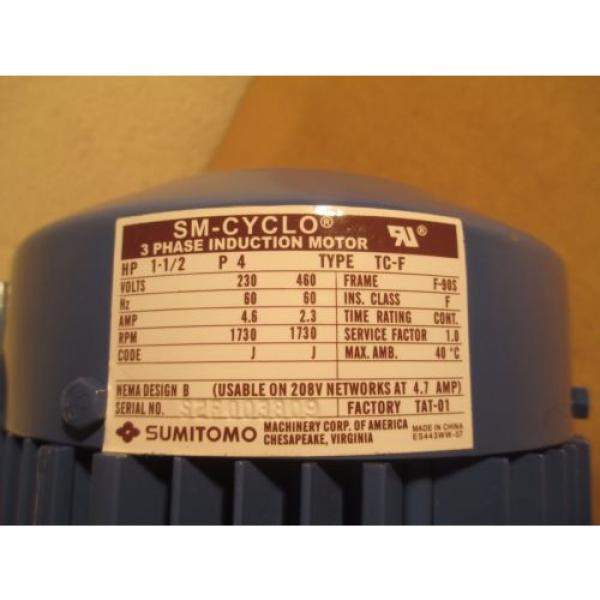 SUMITOMO TYPE TC-F 3 PHASE INDUCTION MOTOR SM-CYCLO 1-1/2HP Origin #2 image